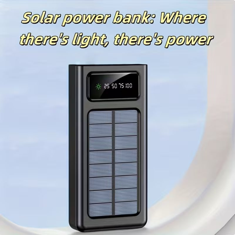 Beimi BM-P30S 30000mAh Solar Power Bank – 4 Built-in Cables, Fast Charging, LED Display