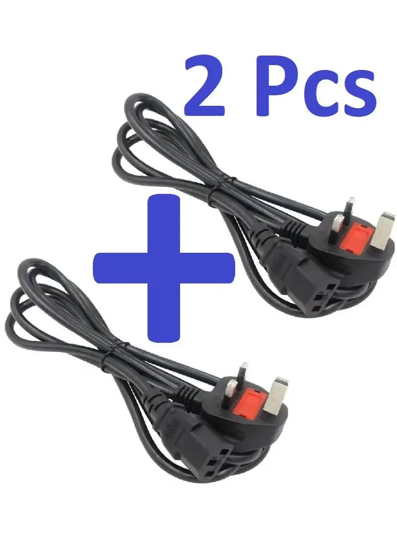 2 pcs of Power cable 3 Pin UK Europe power cord 3 pin desktop power cable Laptop TV Monitor Printers Photo copie With fuse protection LOGICMPOS