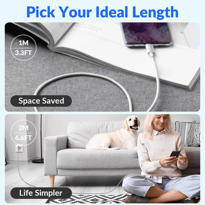 LOGICMPOS USB-C Fast Charging Cable 1M & 2M | 60W PD | iPhone 15, MacBook & Samsung Compatible LOGICMPOS