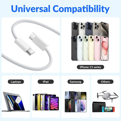 LOGICMPOS USB-C Fast Charging Cable 1M & 2M | 60W PD | iPhone 15, MacBook & Samsung Compatible LOGICMPOS