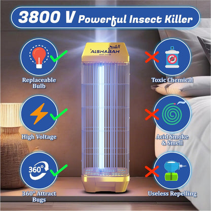 ALSHABAH Mosquito Killer 3800V 15W UV Gold | LOGICMPOS LOGICMPOS