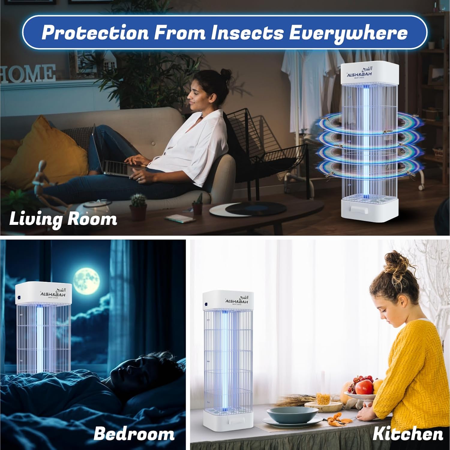 ALSHABAH Mosquito Killer 3800V 15W UV White | LOGICMPOS LOGICMPOS