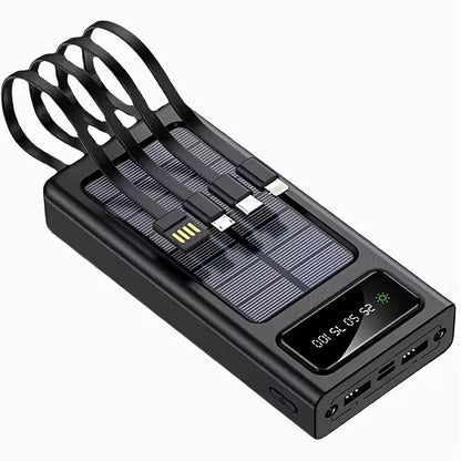 Beimi BM-P30S 30000mAh Solar Power Bank – 4 Built-in Cables, Fast Charging, LED Display LOGICMPOS